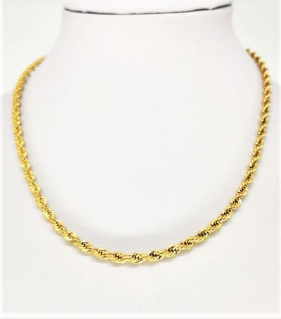 Elegant - RVS - Twister - Goudkleurig - ketting -Lengte 45 cm - Dikte 4 mm gedraaide motief.