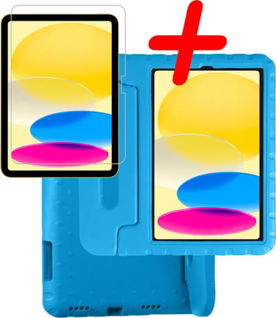 Hoesje Geschikt voor Apple iPad 10 (2022) - 10.9 inch - 10e Generatie - Met Screenprotector - Kinderhoes Shockproof Bumper - Kidsproof Case - Tablet Hoes - Kinder Hoes Cover - Blauw