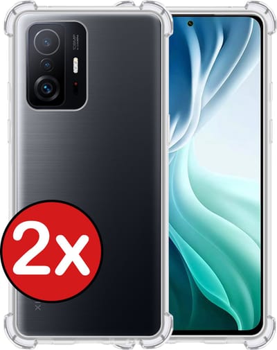 Hoesje - 2 Stuks - Geschikt voor Xiaomi 11T - Sterk & Shockproof - Back Cover - Siliconen Case - Telefoon Hoes Shock Proof - Telefoonhoes - Transparant