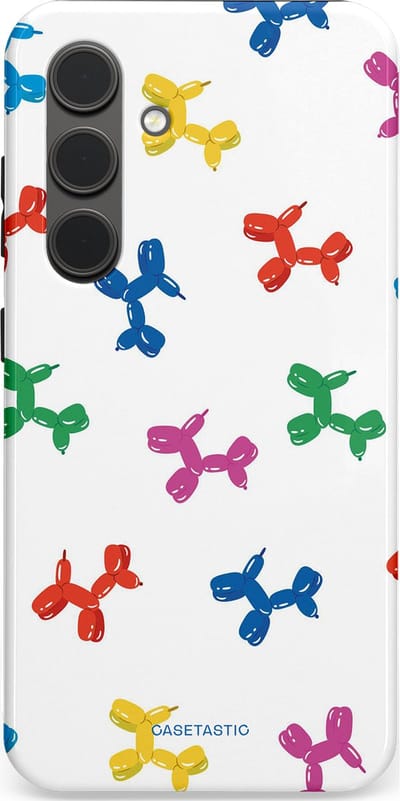 Casetastic Hoesje Geschikt voor Samsung S24 - Stijlvolle Beschermende Duo-layer Case - Ballonnen hondje