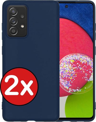 Hoesje - 2 Stuks - Geschikt voor Samsung Galaxy A52s 5G - Sterk & Shockproof - Telefoonhoes - Back Cover - Case Siliconen - Telefoon Hoes - Donkerblauw