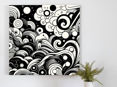 Modern zwart wit schilderij | Monochroom meesterwerk: een hedendaags spel van licht en schaduw | Kunst - 60x60 centimeter op Forex | Foto op Forex