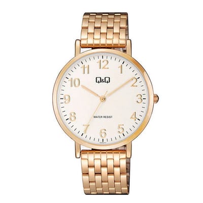 Q&Q QA20J014Y - Horloge - Analoog - Heren - Mannen - Stalen band - Rond - Cijfers - Staal - Rosékleurig - Zilverkleurig - 3ATM