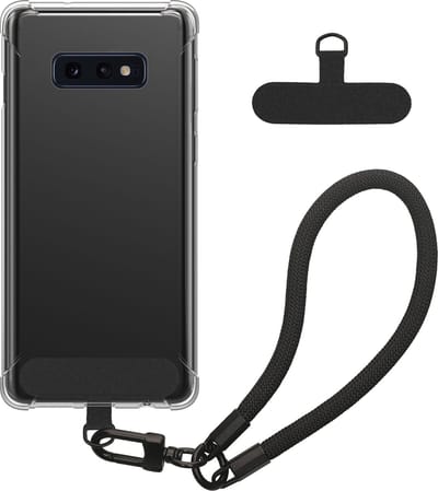 kwmobile telefoon hoesje transparant geschikt voorSamsung Galaxy S10e hoes - Case voor smartphones met polsbandje - TPU smartphone cover in transparant / zwart