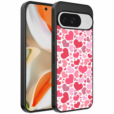Geschikt voor Google Pixel 9 Pro XL Telefoonhoesje met Hartjes Print - Hearts Design TPU Backcover Case - Kinder Hoesje met Hartjes Design - Smartphonica geschikt voor Google Pixel 9 Pro XL