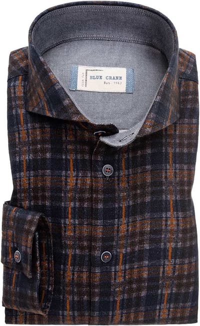 Blue Crane by Ledûb casual slimfit ruit shirt