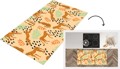 Keukenloper - Loper keuken - Patroon - Jachtluipaard - Bladeren - 120x60 cm - Keukenloper vinyl