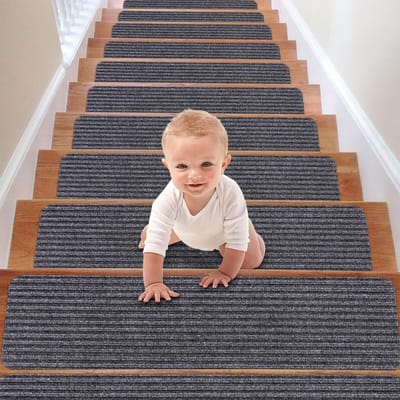 Zelfklevende Antislip Trapmatten (15 stuks) - 76x20 cm - Wasbaar Tapijt voor Binnen