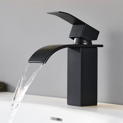Cecipa MAX Waterval Wastafelkraan - Badkamerkraan Mat Zwart - Mengkraan Waterval - RVS - Inclusief aansluitingen