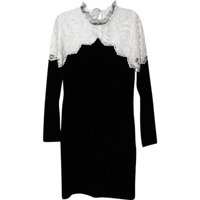 Sandro Paris tweekleurige kanten midi-jurk in zwart/wit viscose