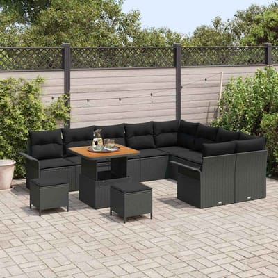 vidaXL - Tuinbank - Set - 12 - st - 11-Aantal - zitplaatsen - Zwart