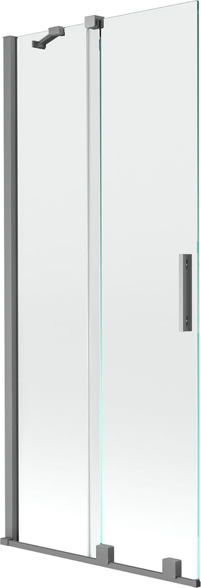 Mexen Velar tweedelige schuifbare badkamerscherm 80 x 150 , transparant, donker metaal - 896-080-000-01-95