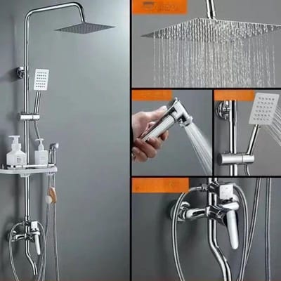 Ensemble de Douche Robinet de Douche Domestique Pommeau Booster Salle de Bain Rosace Douchette Ascenseur Accessoires de Douche gray