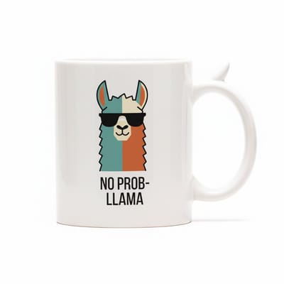 Grappige Lama Koffiemok 330ml – “No Prob-llama” – Leuk Humoristisch Cadeau voor Vrienden & Collega’s