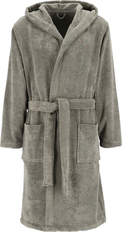 Tommy Hilfiger heren badjas - dik badstof met capuchon - grijs