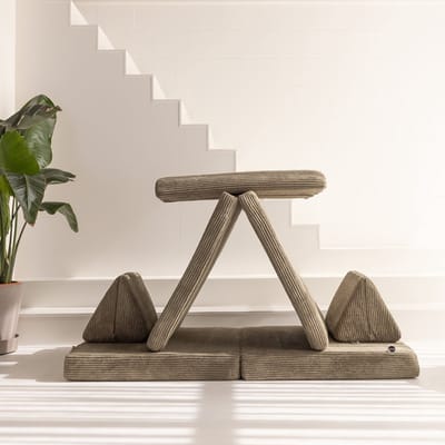 Jindl® Cord - Speelbank - Legergroen - Kinderbank - Foam Speelmat - Ribstof