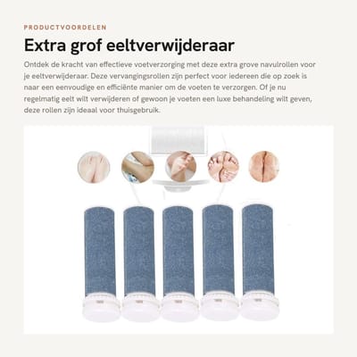 Dailygoods - Extra grof eeltverwijderaar - Vervangingsrollen - Wasbaar - Voetverzorging - Pedicure hulpmiddelen - Geschikt voor thuisgebruik - 5 stuks