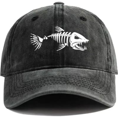 Nieuwe Vintage Gewassen Visgraat Baseballpet Verstelbare Verweerde Vizierpet Ademende Vizierpet Buiten Vissen black