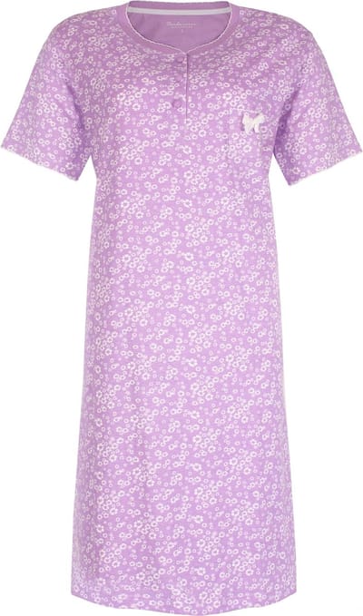 Tenderness Dames Nachthemd - Bloemenprint - Licht Paars - Maat S