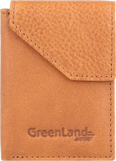 Greenland Nature Natuur Portemonnee RFID Leer 7 cm - Jongens - Staand formaat - cognac