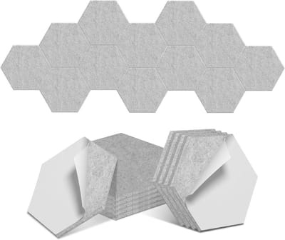Akoestische Panelen - Geluidsisolatie Platen - Ruimte Akoestiek Verbeteren - Zelfklevend Vilt Oppervlak - 12 Stuks - Grijs