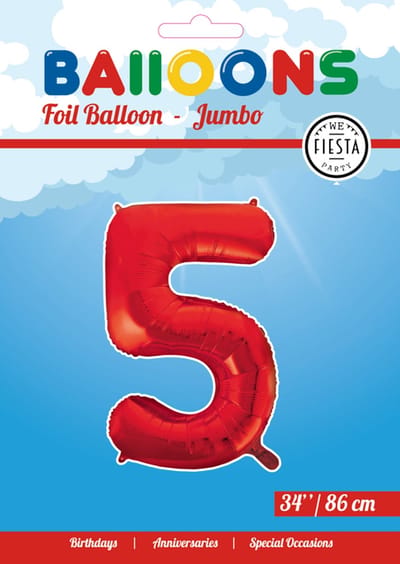 Folieballon 34" nmr. 5 - Rood