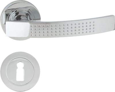 Domino® Deurkrukgarnituur ALMA-R ECO M6 - Chroom gespoten - BB- gladde sleutel met Ronde Rozette - Deurbeslag van aluminium - Deurklink voor kamerdeur, kantoordeur, kelderdeur en binnendeur