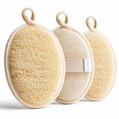 BOTC Natuurlijke Loofahspons - Loofah - Body Scrub Pad - Set van 3 stuks - 100% Natuurlijk - Plantaardig