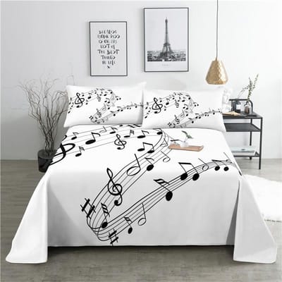 Mode Muziek Linnen Collectie Piano Toetsenbord Muzieknoot Bed Laken Linnen Met Kussensloop Polyester Beddengoed 110x230cm 2pcs