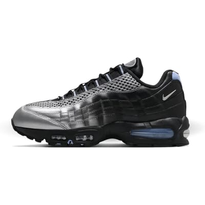 Palace x Nike Air Max 95 Big Bubble - Metallic Zilver Unisex Sneakers Aluminium-Zwart IQ7708-095 40 gray