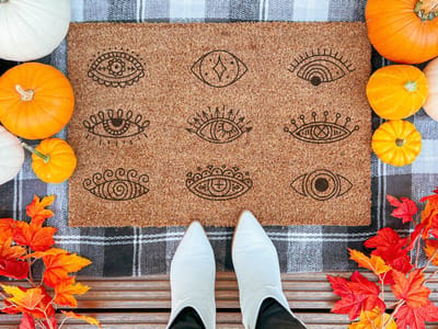 Evil's Eye | 60x40 cm | Nieuwe huis cadeau | Ingangsmat | Deurmat met stijl | Verhuizing cadeau | Praktisch & trendy | Perfect voor binnenkomst | Cadeau voor nieuwe woning