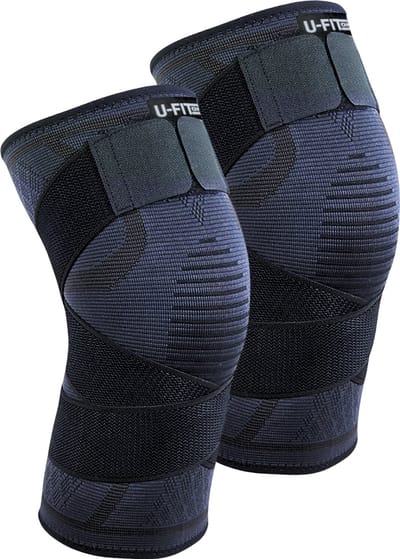 U Fit One 2 Stuks Knie Brace met Band - Kniebeschermers - Knieband - Knee Support & Bandage - Sportbrace - Maat S - Donker Blauw
