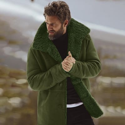 Top Winterjas Warme Pluizige Jas Heren Overjas 3XL groen