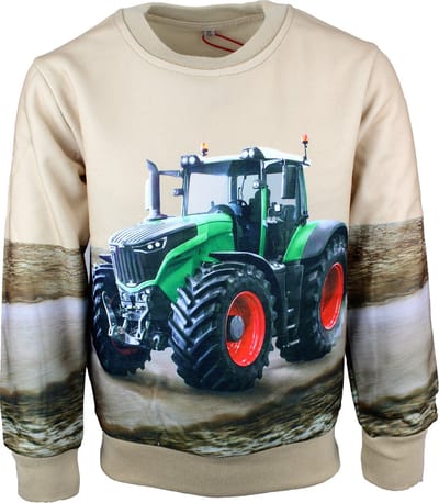 S&C Sweater groene Tractor beige Kids & Kind Jongens Bruin - Maat: 86/92