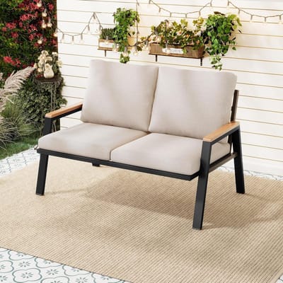 Tuinbank - Outdoorbank Loungebank - Buiten Zitten - Industrieel Design - 2 Zits - Grijsbeige