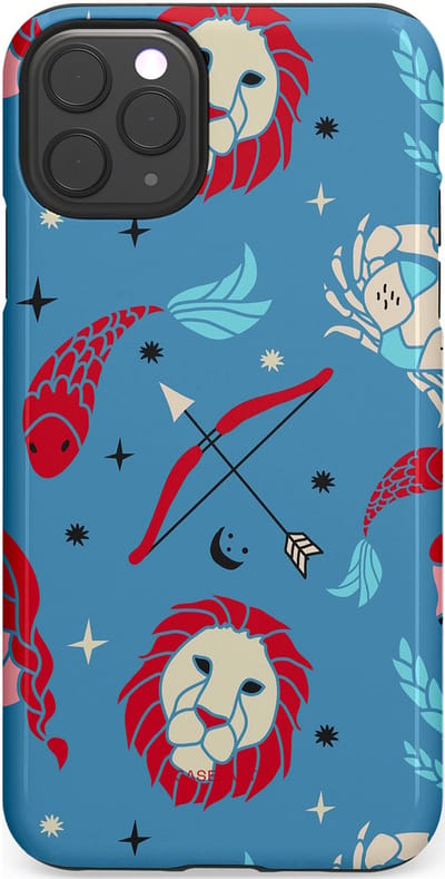 Casetastic hoesje geschikt voor Apple iPhone 11 Pro Max - Dubbellaagse bescherming - Zodiac in verbinding - Fashion Case - Petrol Bordeaux Grijs