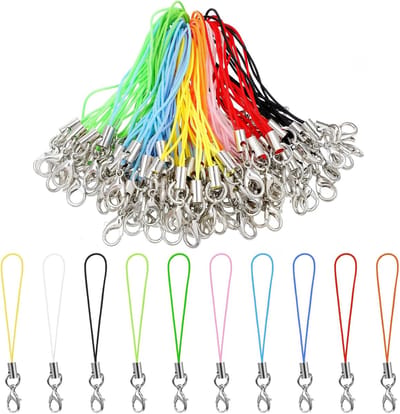Quilax 100 stuks telefoonhangers lussen, telefoon lanyard met karabijnhaak, doe-het-zelf telefoonhanger, knutselset - ShopVlot