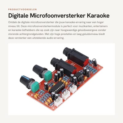 Dailygoods- Microfoonversterkermodule Hoge Prestaties - Digitale Microfoonversterker - 2 Microfoonuitgangen - DC12-24V - Dubbelzijdige PCB - Laag Geluidsniveau