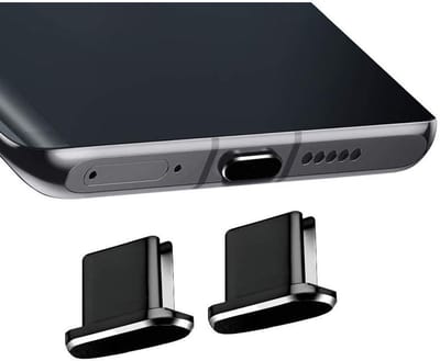 USB-C Stofdichte Plug Dopje voor Smartphone / iPad / Tablet / Macbook / Laptop (2-Pack) - Kapje voor USB-C Apparaten tegen Stof en Vuil Zwart