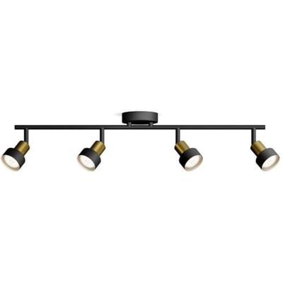 Philips Conduit Spot - Plafondspot met vier lichtpunten - Zwart met goud design - GU10 LED fitting