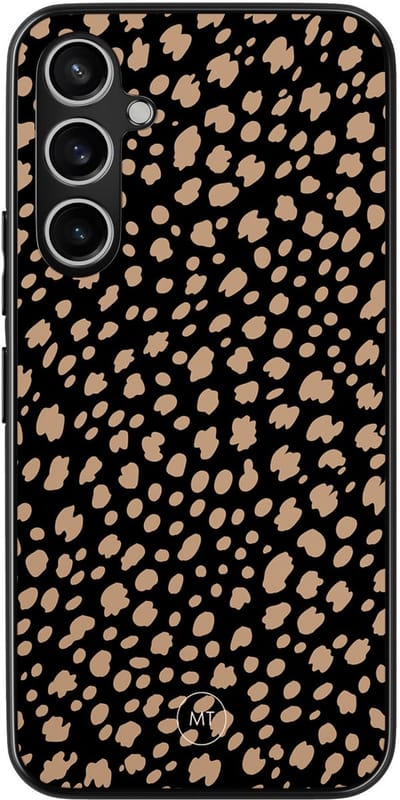 Hoesje geschikt voor Samsung Galaxy S23 FE - Savannah spots - TPU Hard Case Backcover - Zwart, Bruin - Mooie Telefoonhoesjes