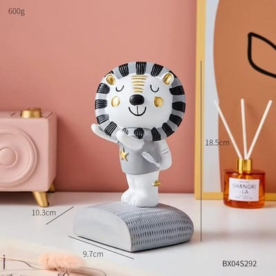 Schattige Cartoon Leeuw Figuurtjes Dierenmodel Hars Beeldje Huisdecoratie Accessoires Opbergbak Hydrocultuur Kantoordecoratie Cadeaus white