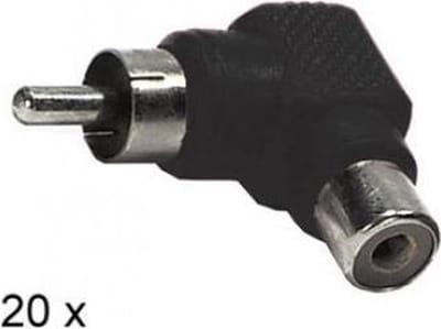 RCA 90Â° conn. mannelijk>vrouwelijk ZWART 20 stuks