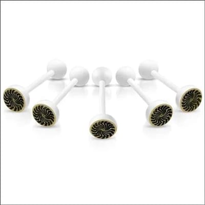 Aramat Jewels | Tongpiercings | Uniek Witte Tongpiercing met Prachtig Logo | Spiraal | |8mm | Kunststof | Volwassenen | Verkleurd niet