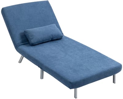 YYchan Slaapstoel - Slaapbank - 2-in-1 Design Uitklapbaar - Logeerbed - Verstelbaar tot 180° - Velvet Look - Blauw
