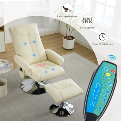 Aafinity Relaxfauteuil - Draaifauteuil - Relaxstoel - Loungestoel - met 5-Punts Massage, Verwarmde Zitting en Voetenbank – voor Tv, Gamen en Lezen