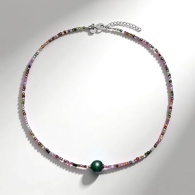 Cavill - Zilveren halsketting - 925 Sterling Zilver - Nefriet 12 3 ct & Toermalijn 34 5 ct - Verstelbaar - Groene edelstenen dames