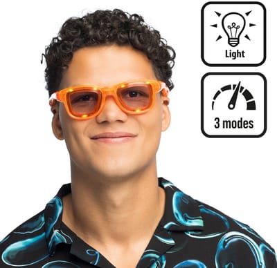 Boland - LED partybril Blink oranje Oranje - Volwassenen - Grappig en Fout - Festival - Carnaval - Foute Party