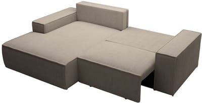 Vente-unique Kleine slaapbank met linkerhoek in taupe ribfluweel AMELIA