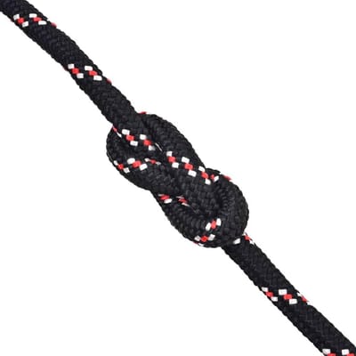 Boottouw, polypropyleen, 6 mm, 100 m, zwart, polypropyleen touw, weerbestendig, PP, gevlochten boot, marine touw voor kamperen, zeilen, transport, boottochten, kajakken en vissen